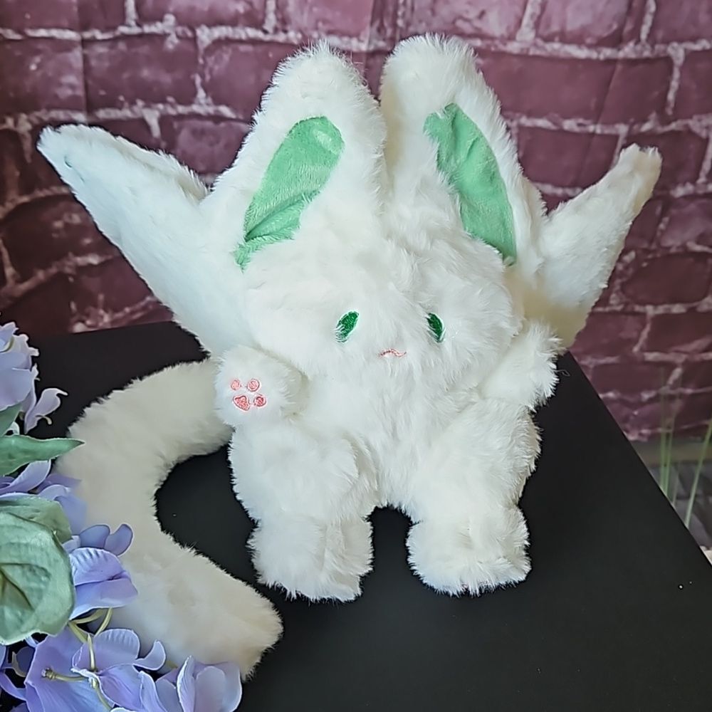 Plush White & Green Bat NWT